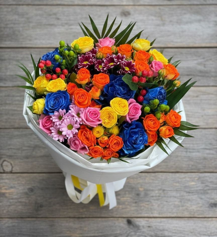 Букет цветов из: Розы и Хризантемы в Усть-Кан