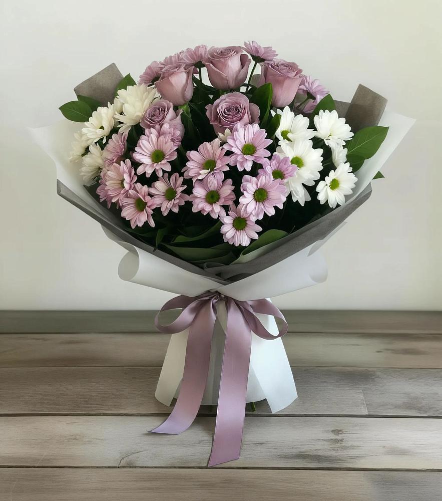 Букет цветов из: Хризантемы и Розы в Усть-Кан