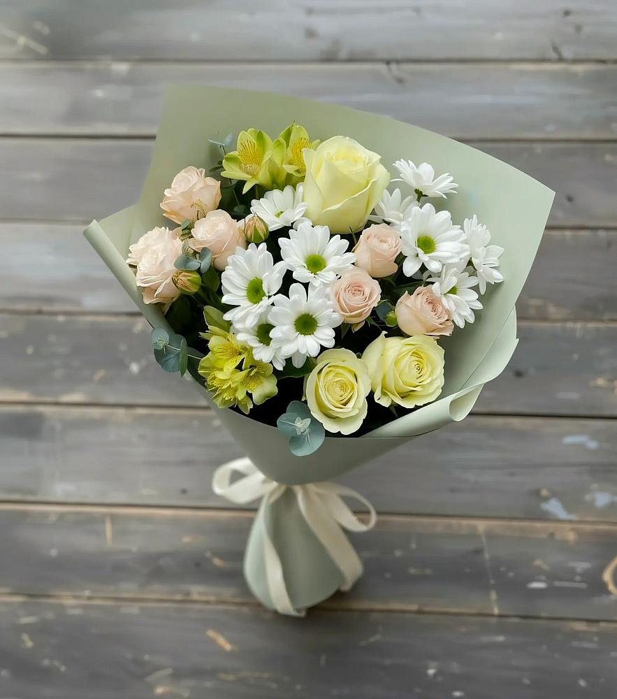 Букет цветов из: Альстромерии, Розы и Хризантемы в Усть-Кан