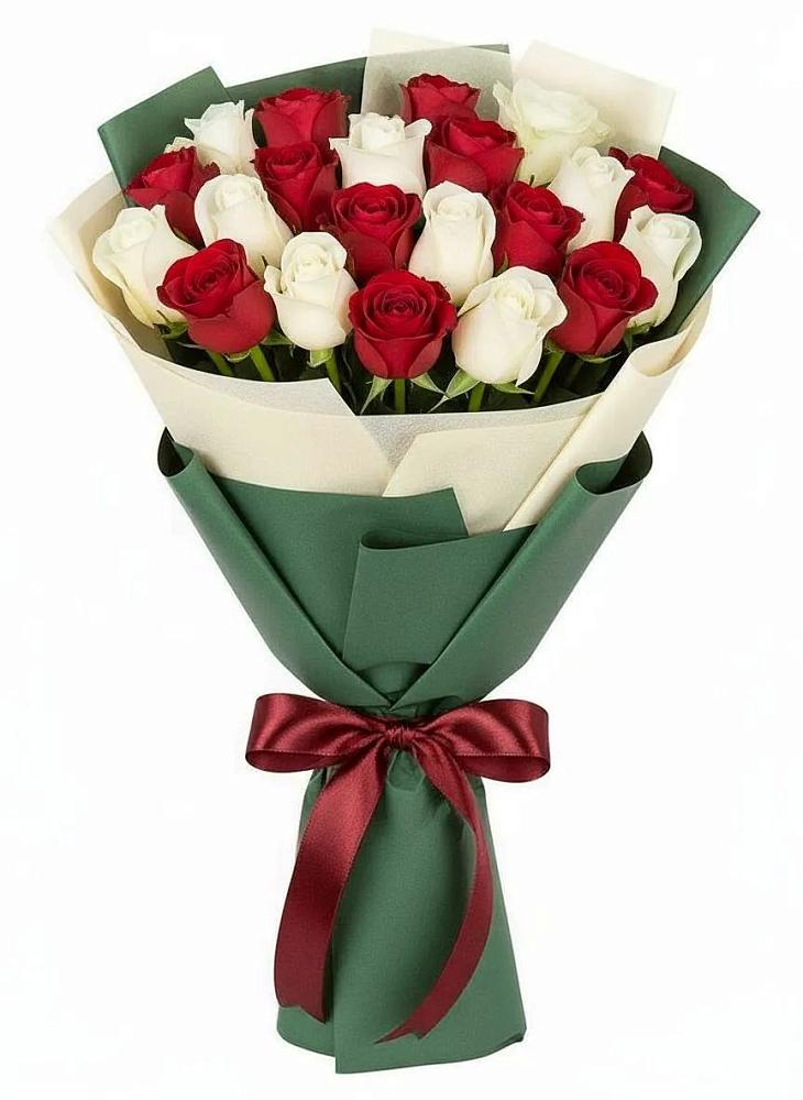 Букет Микс из красных и белых роз в Усть-Кан