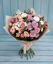 Букет цветов из:  Хризантемы, Розы и Альстромерии в Усть-Кан