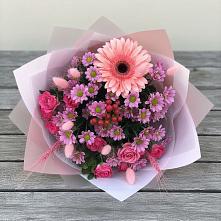 Букет цветов из:  Розы, Герберы и Хризантемы в Усть-Кан