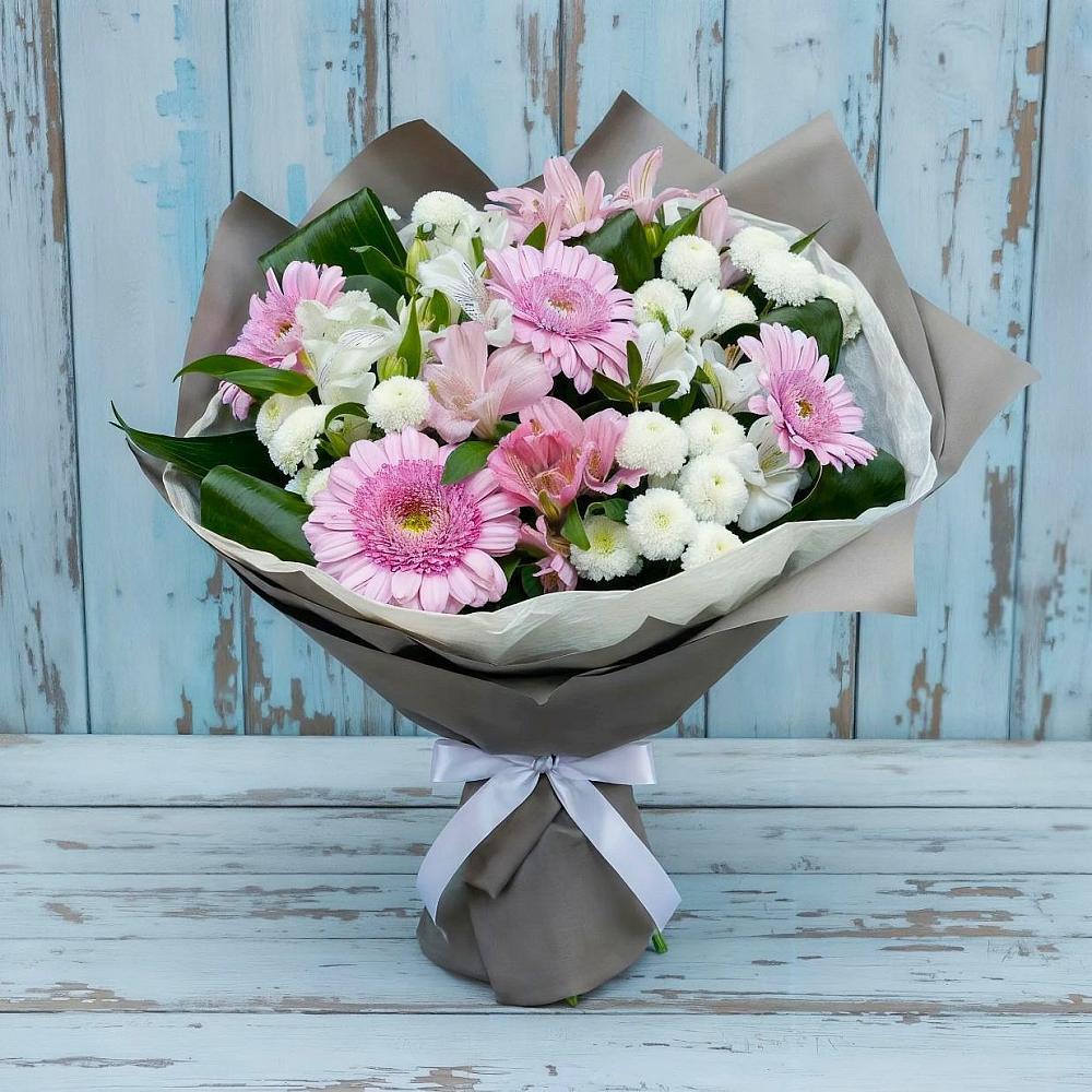 Букет цветов из: Герберы, Альстромерии и Хризантемы в Усть-Кан