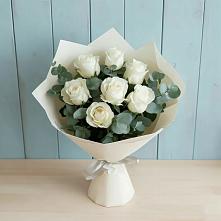 Букет Белые розы в Эвкалипте в Усть-Кан