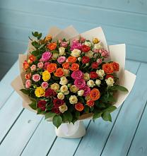 Букет Микс из разноцветных кустовых роз в Усть-Кан